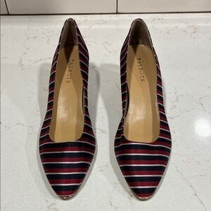 Talbots Chic Navy and Red Striped Heels